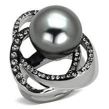 Load image into Gallery viewer, Womens Rings High polished (no plating) 316L Stainless Steel Ring with Synthetic Pearl in Gray TK1371 - Jewelry Store by Erik Rayo

