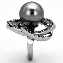 Load image into Gallery viewer, Womens Rings High polished (no plating) 316L Stainless Steel Ring with Synthetic Pearl in Gray TK1371 - Jewelry Store by Erik Rayo

