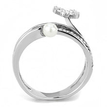 Load image into Gallery viewer, Womens Rings High polished (no plating) 316L Stainless Steel Ring with Synthetic Pearl in White DA059 - Jewelry Store by Erik Rayo
