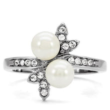 Load image into Gallery viewer, Womens Rings High polished (no plating) 316L Stainless Steel Ring with Synthetic Pearl in White TK116 - Jewelry Store by Erik Rayo
