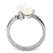 Load image into Gallery viewer, Womens Rings High polished (no plating) 316L Stainless Steel Ring with Synthetic Pearl in White TK116 - Jewelry Store by Erik Rayo
