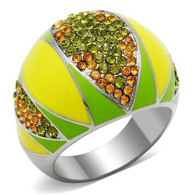 Womens Rings High polished (no plating) 316L Stainless Steel Ring with Top Grade Crystal in Multi Color TK266 - Jewelry Store by Erik Rayo