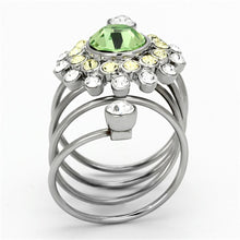 Load image into Gallery viewer, Womens Rings High polished (no plating) 316L Stainless Steel Ring with Top Grade Crystal in Peridot TK1148 - Jewelry Store by Erik Rayo
