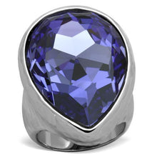 Load image into Gallery viewer, Womens Rings High polished (no plating) 316L Stainless Steel Ring with Top Grade Crystal in Tanzanite TK1426 - Jewelry Store by Erik Rayo
