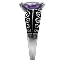 Load image into Gallery viewer, Womens Rings High polished (no plating) Stainless Steel Ring with AAA Grade CZ in Amethyst TK017 - Jewelry Store by Erik Rayo
