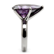 Load image into Gallery viewer, Womens Rings High polished (no plating) Stainless Steel Ring with AAA Grade CZ in Amethyst TK045 - Jewelry Store by Erik Rayo
