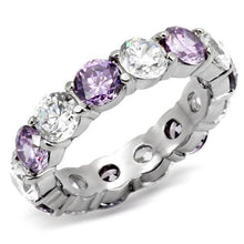 Load image into Gallery viewer, Womens Rings High polished (no plating) Stainless Steel Ring with AAA Grade CZ in Amethyst TK109 - Jewelry Store by Erik Rayo
