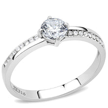 Load image into Gallery viewer, Womens Rings High polished (no plating) Stainless Steel Ring with AAA Grade CZ in Clear DA025 - ErikRayo.com
