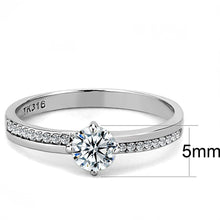 Load image into Gallery viewer, Womens Rings High polished (no plating) Stainless Steel Ring with AAA Grade CZ in Clear DA025 - ErikRayo.com
