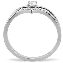 Load image into Gallery viewer, Womens Rings High polished (no plating) Stainless Steel Ring with AAA Grade CZ in Clear DA030 - Jewelry Store by Erik Rayo

