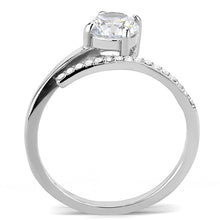 Load image into Gallery viewer, Womens Rings High polished (no plating) Stainless Steel Ring with AAA Grade CZ in Clear DA039 - ErikRayo.com
