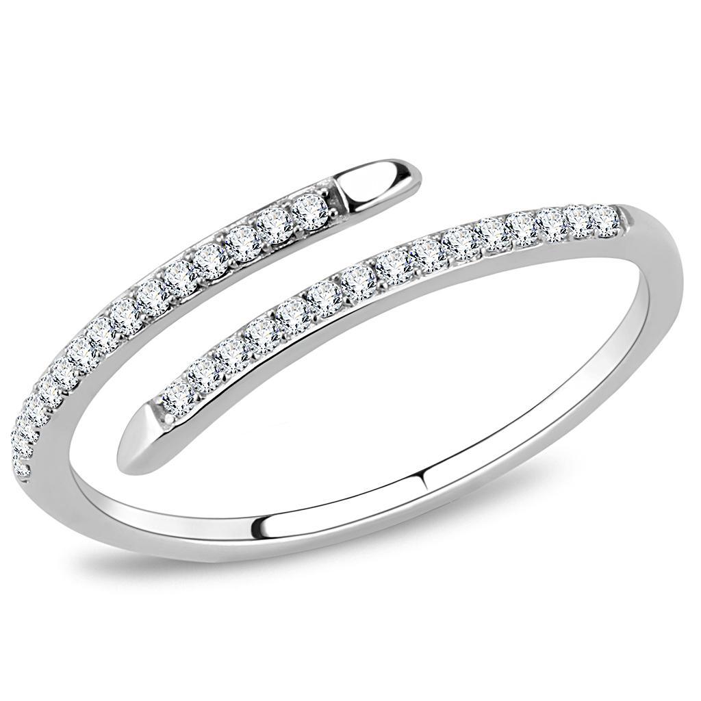Womens Rings High polished (no plating) Stainless Steel Ring with AAA Grade CZ in Clear DA044 - ErikRayo.com
