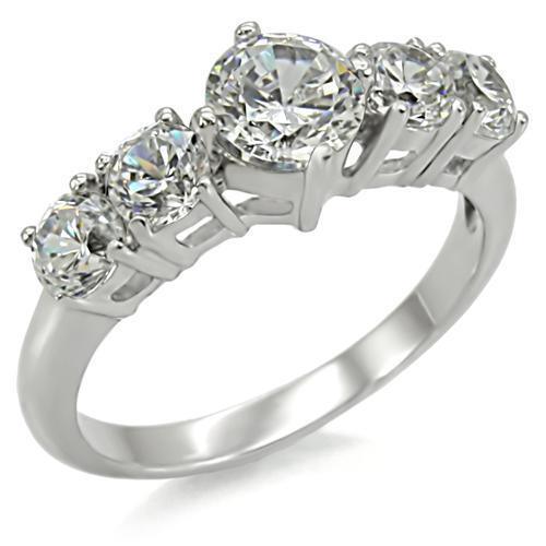 Womens Rings High polished (no plating) Stainless Steel Ring with AAA Grade CZ in Clear TK003 - Jewelry Store by Erik Rayo