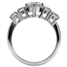Load image into Gallery viewer, Womens Rings High polished (no plating) Stainless Steel Ring with AAA Grade CZ in Clear TK003 - Jewelry Store by Erik Rayo

