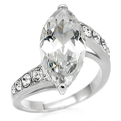 Womens Rings High polished (no plating) Stainless Steel Ring with AAA Grade CZ in Clear TK008 - Jewelry Store by Erik Rayo