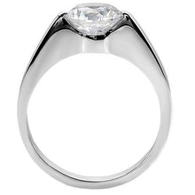 Load image into Gallery viewer, Womens Rings High polished (no plating) Stainless Steel Ring with AAA Grade CZ in Clear TK012 - ErikRayo.com
