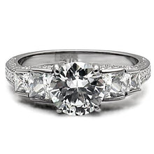 Load image into Gallery viewer, Womens Rings High polished (no plating) Stainless Steel Ring with AAA Grade CZ in Clear TK057 - Jewelry Store by Erik Rayo
