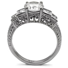 Load image into Gallery viewer, Womens Rings High polished (no plating) Stainless Steel Ring with AAA Grade CZ in Clear TK057 - Jewelry Store by Erik Rayo
