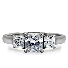 Load image into Gallery viewer, Womens Rings High polished (no plating) Stainless Steel Ring with AAA Grade CZ in Clear TK058 - Jewelry Store by Erik Rayo
