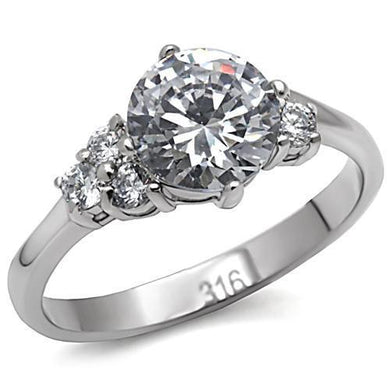 Womens Rings High polished (no plating) Stainless Steel Ring with AAA Grade CZ in Clear TK062 - Jewelry Store by Erik Rayo