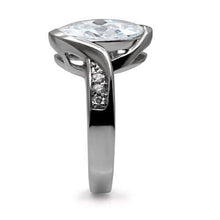 Load image into Gallery viewer, Womens Rings High polished (no plating) Stainless Steel Ring with AAA Grade CZ in Clear TK064 - Jewelry Store by Erik Rayo
