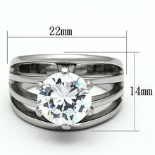 Load image into Gallery viewer, Womens Rings High polished (no plating) Stainless Steel Ring with AAA Grade CZ in Clear TK1084 - Jewelry Store by Erik Rayo
