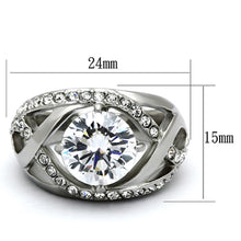Load image into Gallery viewer, Womens Rings High polished (no plating) Stainless Steel Ring with AAA Grade CZ in Clear TK1176 - Jewelry Store by Erik Rayo
