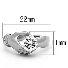 Load image into Gallery viewer, Womens Rings High polished (no plating) Stainless Steel Ring with AAA Grade CZ in Clear TK1230 - Jewelry Store by Erik Rayo
