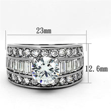 Load image into Gallery viewer, Womens Rings High polished (no plating) Stainless Steel Ring with AAA Grade CZ in Clear TK1232 - Jewelry Store by Erik Rayo
