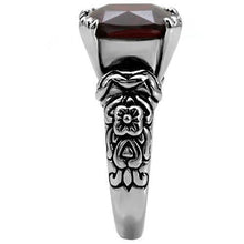 Load image into Gallery viewer, Womens Rings High polished (no plating) Stainless Steel Ring with AAA Grade CZ in Garnet TK018 - Jewelry Store by Erik Rayo
