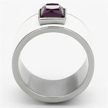 Load image into Gallery viewer, Womens Rings High polished (no plating) Stainless Steel Ring with Glass in Amethyst TK1142 - Jewelry Store by Erik Rayo
