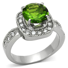 Load image into Gallery viewer, Womens Rings High polished (no plating) Stainless Steel Ring with Glass in Peridot TK1227 - Jewelry Store by Erik Rayo
