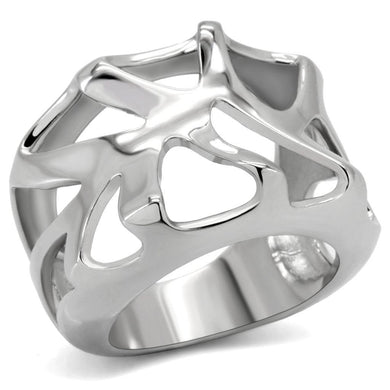 Womens Rings High polished (no plating) Stainless Steel Ring with No Stone TK146 - Jewelry Store by Erik Rayo