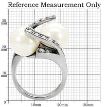 Load image into Gallery viewer, Womens Rings High polished (no plating) Stainless Steel Ring with Pearl in White TK113 - Jewelry Store by Erik Rayo
