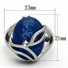 Load image into Gallery viewer, Womens Rings High polished (no plating) Stainless Steel Ring with Stone in Capri Blue TK1144 - Jewelry Store by Erik Rayo
