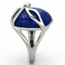 Load image into Gallery viewer, Womens Rings High polished (no plating) Stainless Steel Ring with Stone in Capri Blue TK1144 - Jewelry Store by Erik Rayo
