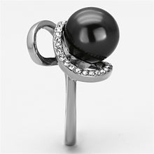 Load image into Gallery viewer, Womens Rings High polished (no plating) Stainless Steel Ring with Synthetic Pearl in Gray TK1218 - Jewelry Store by Erik Rayo
