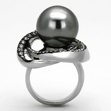 Load image into Gallery viewer, Womens Rings High polished (no plating) Stainless Steel Ring with Synthetic Pearl in Gray TK1371 - Jewelry Store by Erik Rayo
