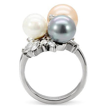 Load image into Gallery viewer, Womens Rings High polished (no plating) Stainless Steel Ring with Synthetic Pearl in Multi Color TK114 - Jewelry Store by Erik Rayo
