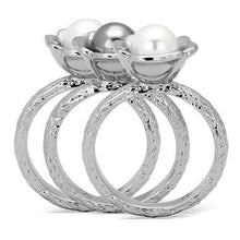 Load image into Gallery viewer, Womens Rings High polished (no plating) Stainless Steel Ring with Synthetic Pearl in Multi Color TK1449 - Jewelry Store by Erik Rayo
