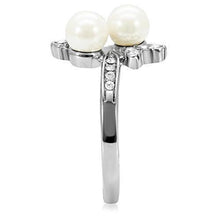 Load image into Gallery viewer, Womens Rings High polished (no plating) Stainless Steel Ring with Synthetic Pearl in White TK116 - Jewelry Store by Erik Rayo
