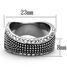 Load image into Gallery viewer, Womens Rings High polished (no plating) Stainless Steel Ring with Top Grade Crystal in Clear TK1216 - Jewelry Store by Erik Rayo
