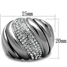 Load image into Gallery viewer, Womens Rings High polished (no plating) Stainless Steel Ring with Top Grade Crystal in Clear TK1304 - Jewelry Store by Erik Rayo
