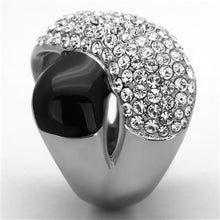 Load image into Gallery viewer, Womens Rings High polished (no plating) Stainless Steel Ring with Top Grade Crystal in Clear TK1427 - Jewelry Store by Erik Rayo
