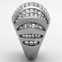 Load image into Gallery viewer, Womens Rings High polished (no plating) Stainless Steel Ring with Top Grade Crystal in Clear TK1430 - Jewelry Store by Erik Rayo

