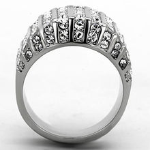 Load image into Gallery viewer, Womens Rings High polished (no plating) Stainless Steel Ring with Top Grade Crystal in Clear TK1447 - Jewelry Store by Erik Rayo
