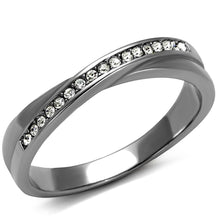Load image into Gallery viewer, Womens Rings High polished (no plating) Stainless Steel Ring with Top Grade Crystal in Clear TK2684 - ErikRayo.com
