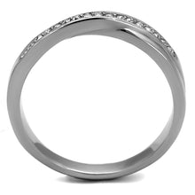 Load image into Gallery viewer, Womens Rings High polished (no plating) Stainless Steel Ring with Top Grade Crystal in Clear TK2684 - ErikRayo.com
