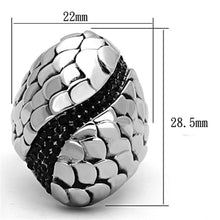 Load image into Gallery viewer, Womens Rings High polished (no plating) Stainless Steel Ring with Top Grade Crystal in Jet TK1327 - Jewelry Store by Erik Rayo
