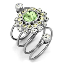 Load image into Gallery viewer, Womens Rings High polished (no plating) Stainless Steel Ring with Top Grade Crystal in Peridot TK1148 - Jewelry Store by Erik Rayo
